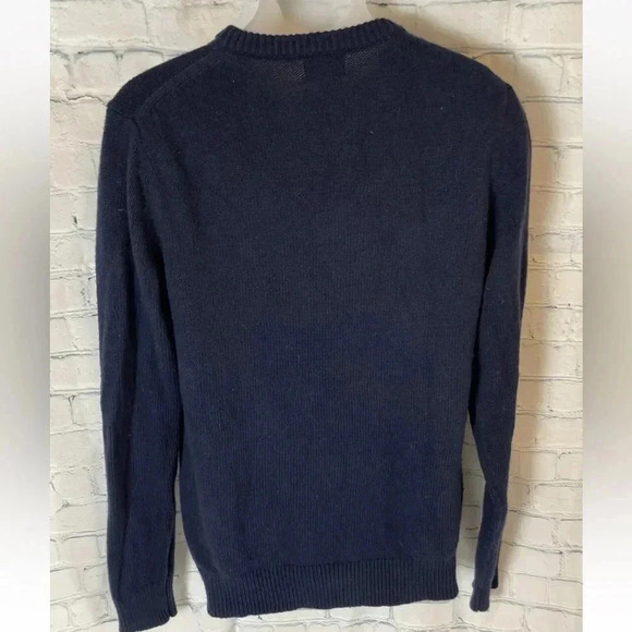 Old Navy Men’s M Navy Blue & Red Fair Isle Christmas Holiday Knit Sweater wool - Picture 4 of 11